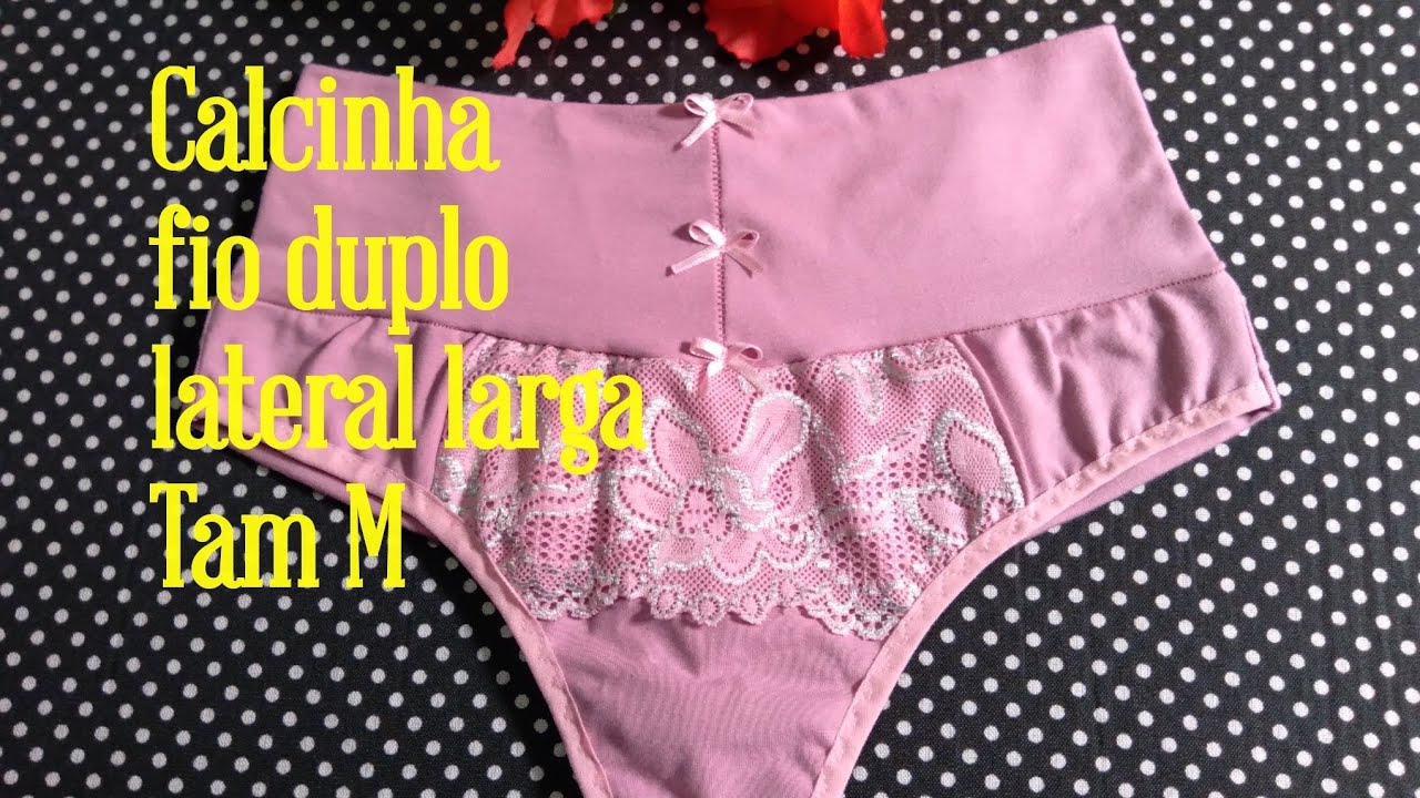 Calcinha fio duplo, cós largo, tamanho M #Modelagem