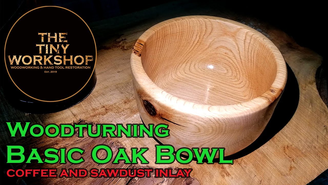Woodturning - Basic Oak Bowl with coffee and sawdust inlay.