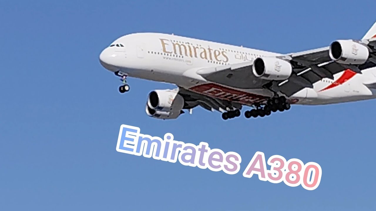 Emirates Airbus A380-842 A6-EVP final approach LAX Airport Los Angeles from Dubai EK215  DXB-LAX 