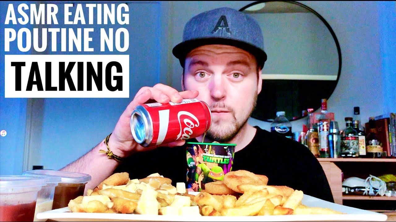 ASMR EATING POUTINE/FRIES AND GRAVY NO TALKING