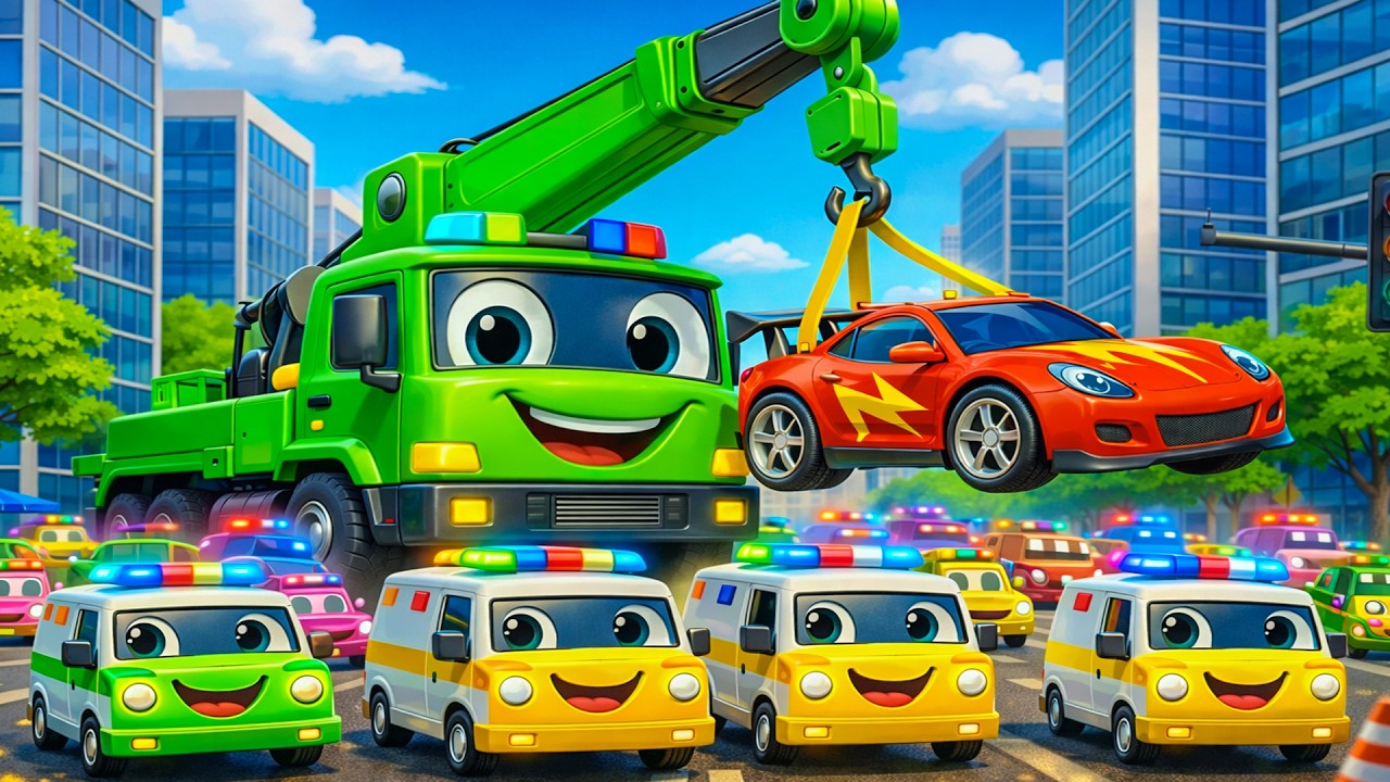 Fast Action: Tow Truck and Police Cars Race Through the Streets! 🚓🚛💨 | Vehicle Animation