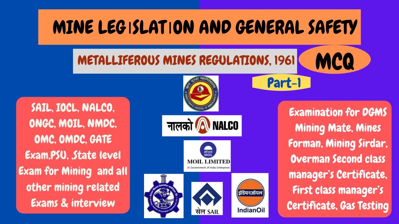METALLIFEROUS MINES REGULATIONS, 1961 MCQ I Part-1 I MLGS I MINING COMPETENCY EXAM I DIPLOMA ,DEGREE