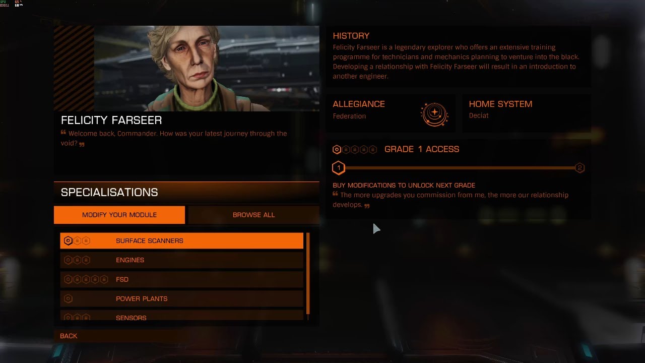 Elite Dangerous Horizon: How to quickly unlock Engineer: Felicity Farseer.