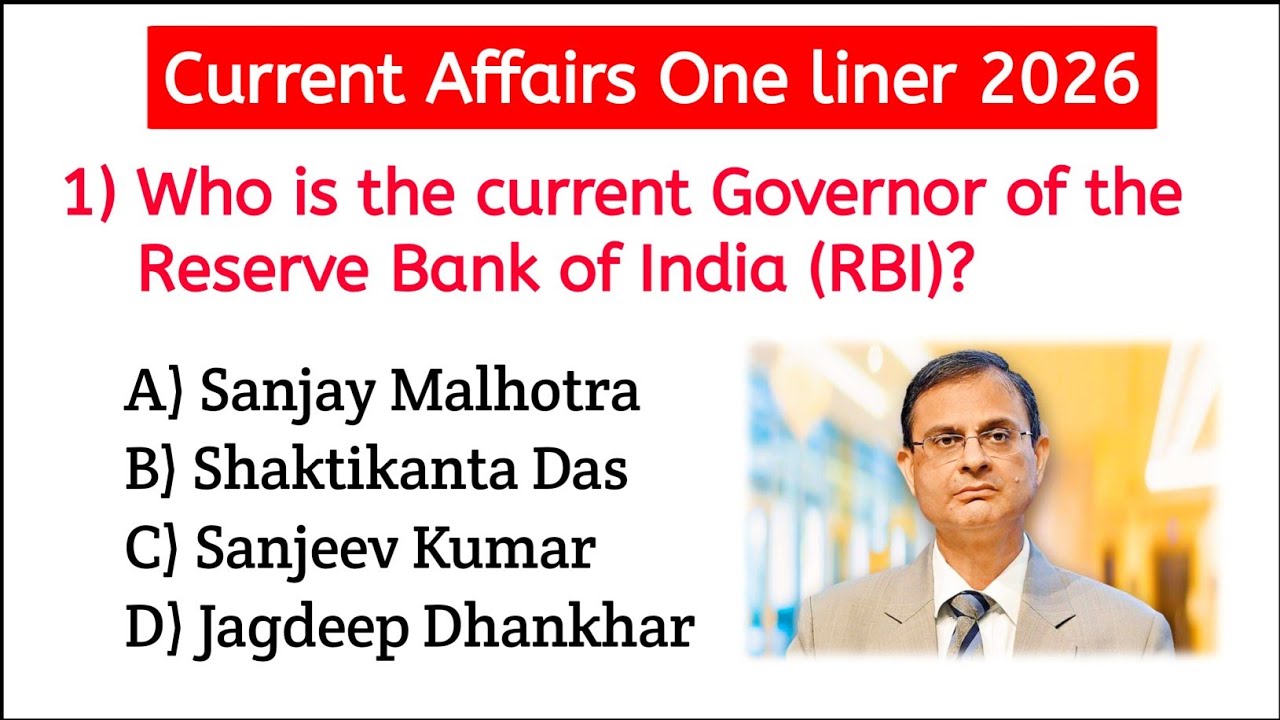 Important Personalities & Positions 2026 | Current Affairs One-Liners | For Competitive Exams 