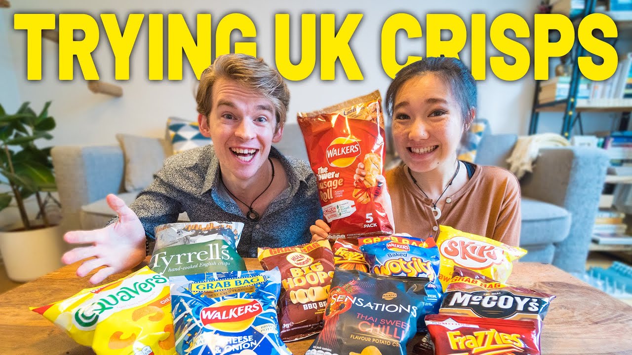 Americans Try British Crisps For First Time! | Sausage Roll Crisps, Skips, Frazzles, Quavers...