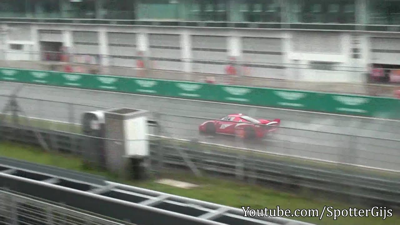 Ferrari FXX sound!! LOUD fly-by's in the rain!