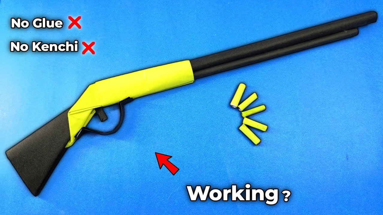 How to make a paper gun | paper shotgun | how to make gun with paper without glue