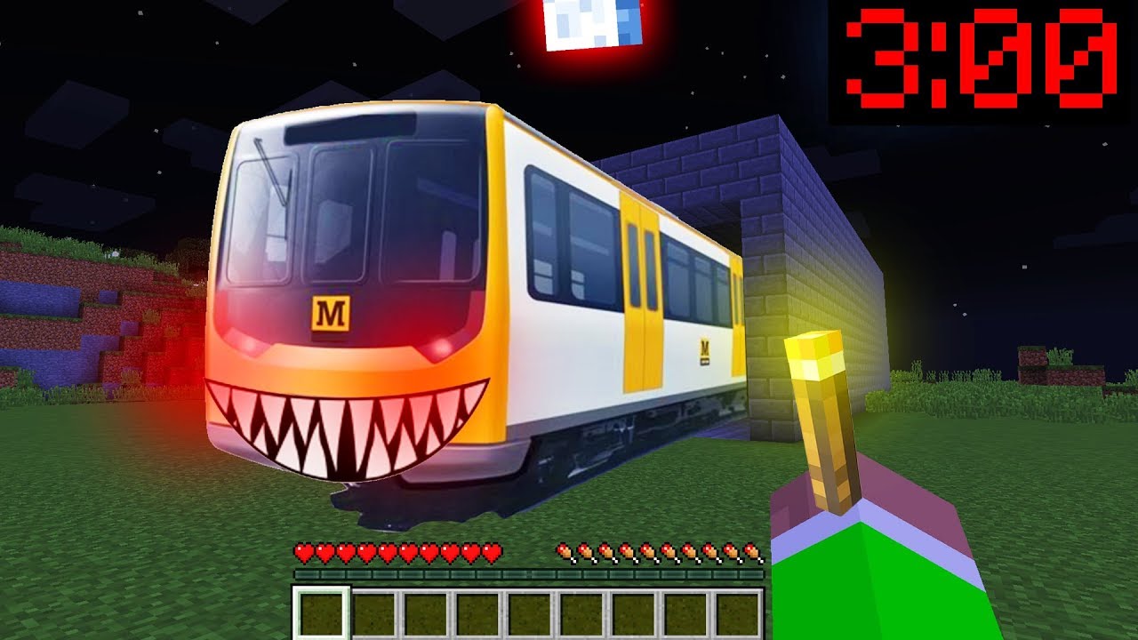 Minecraft PE : DO NOT ENTER THE SCARY METRO TRAIN at 3:00AM