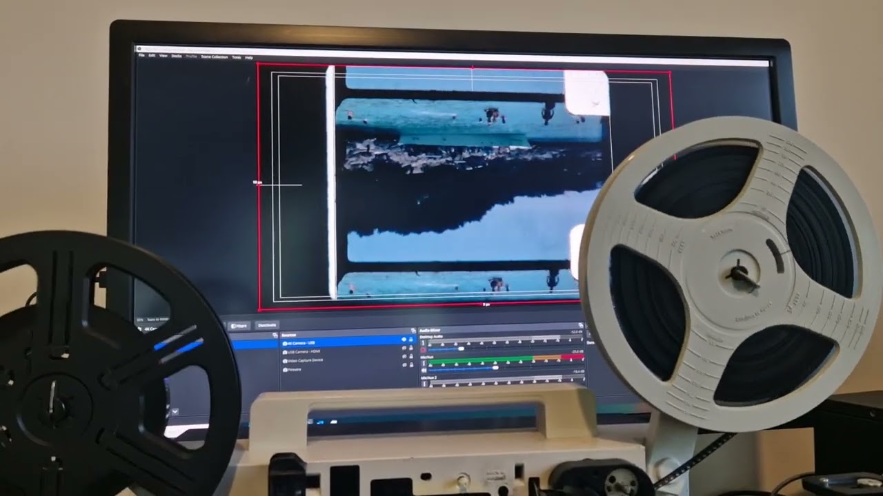 Telecine capture of 8mm cine film using Eumig Mark S 802D, 4K Camera & OBS