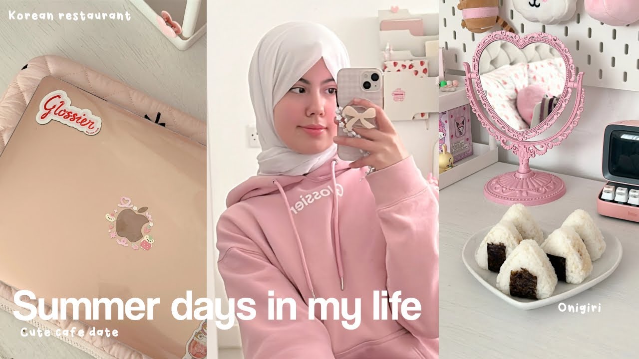 Summer days in my life 🍙🎀 Korean restaurant, cute cafe, onigiri, laptop decor