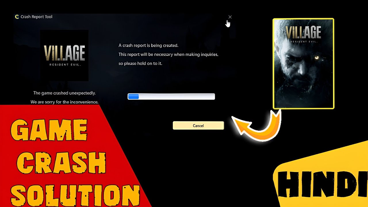 Resident evil village showing (the game crash unexpected) how to solve