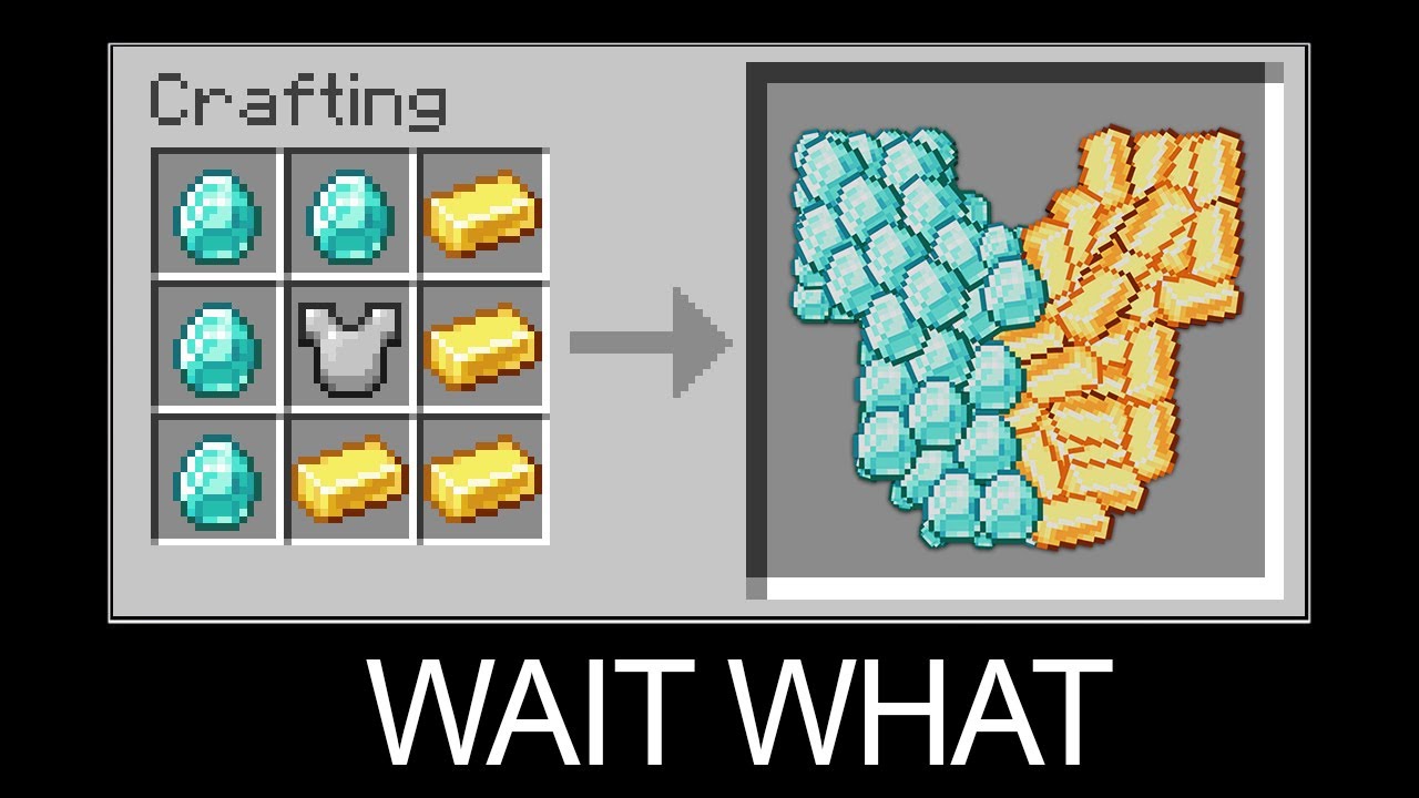 Minecraft wait what meme part 12 (Crafting Diamond Gold Chestplate)