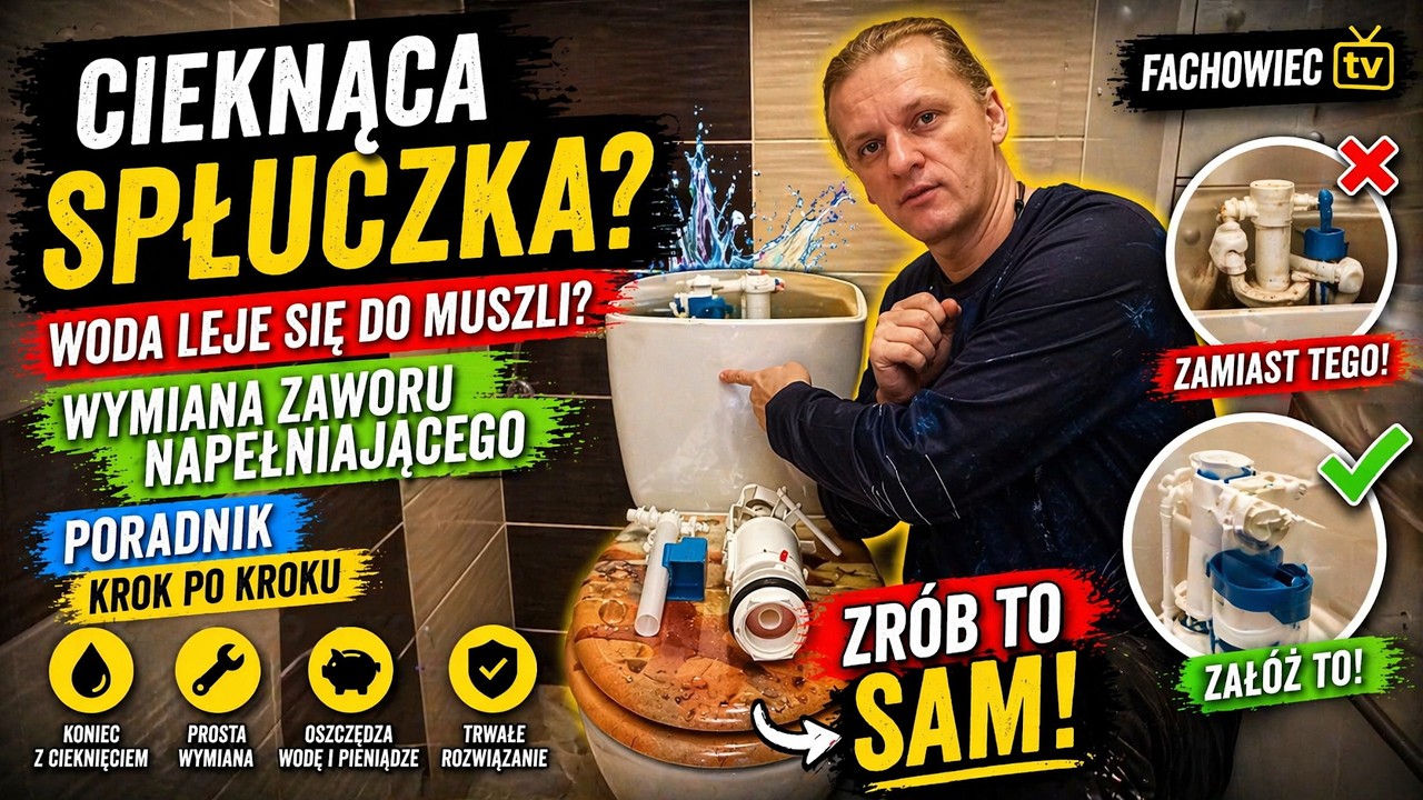 Cieknąca spłuczka, woda leje się do muszli? Wymiana zaworu napełniającego. Poradnik - krok po kroku