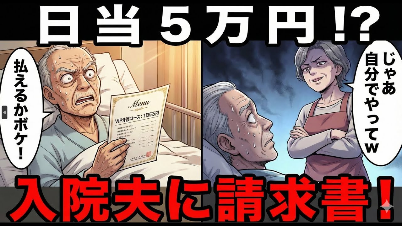「家政婦以下の能無し！」と罵る入院夫に『日当5万の請求書』を突きつけた結果。夫「ふざけるな！」私「じゃあ帰ります（笑顔）」→ 夫の末路w