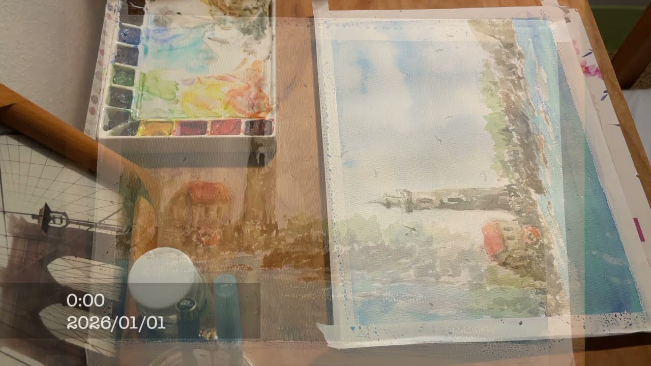 Watercolor with me　水彩で年越し