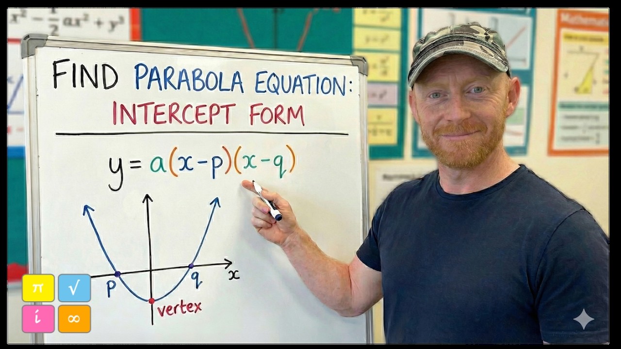 How to Find Parabola Equation using Intercept Form (Root Factored Form) Formula & 2 Examples (IGCSE)