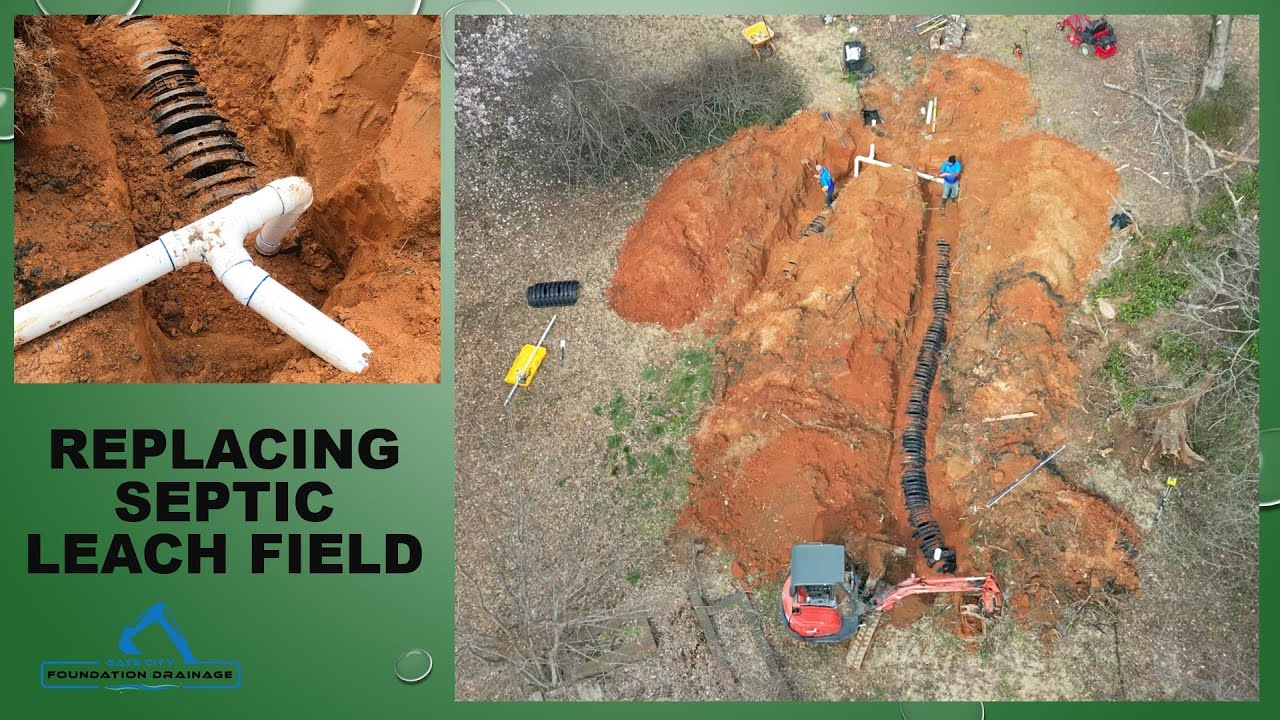 Repairing a failed leach field by Replacing a septic field with chambers