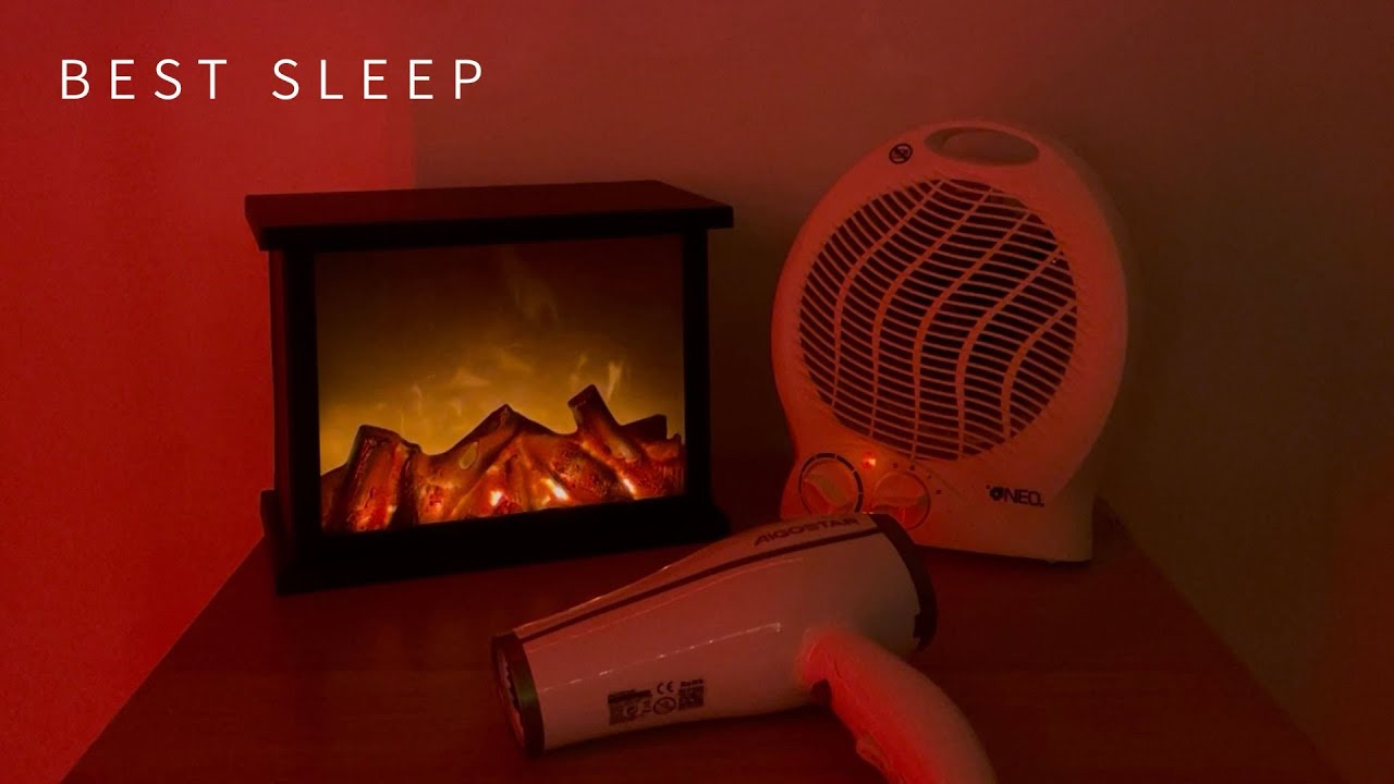 GET USED to FALLING ASLEEP QUICKLY with COMBO - FIREPLACE, FAN HEATER and HAIR DRYER SOUND (ASMR)