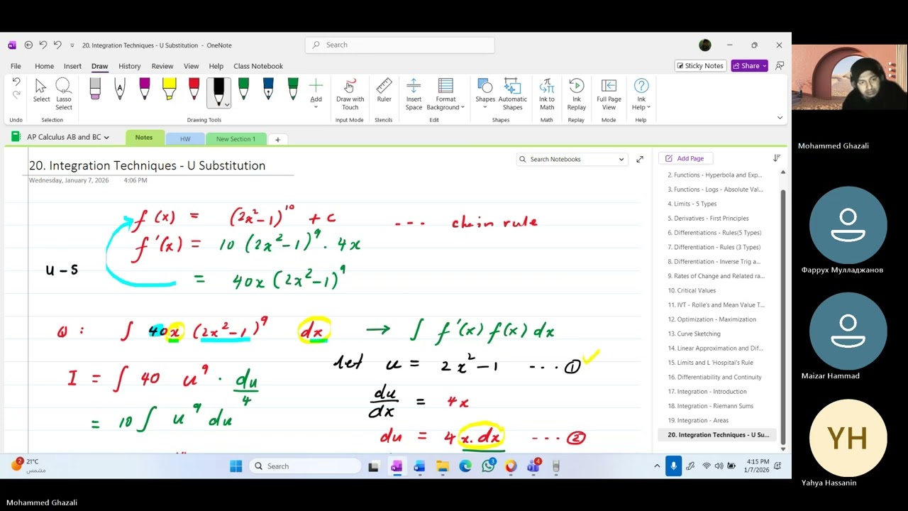 20. Integration techniques - U substitution