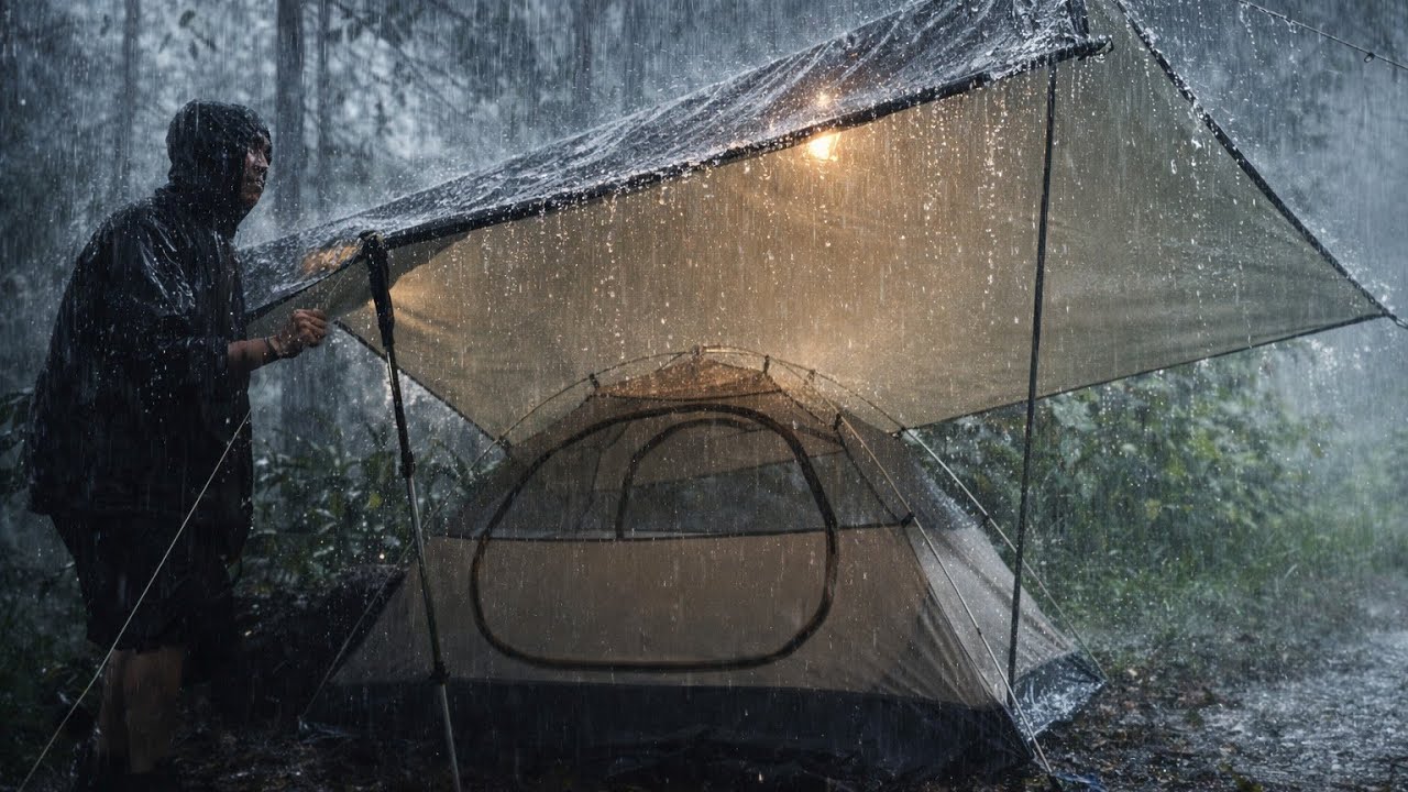 Freezing Alone in a Heavy Rainstorm | Solo Camping