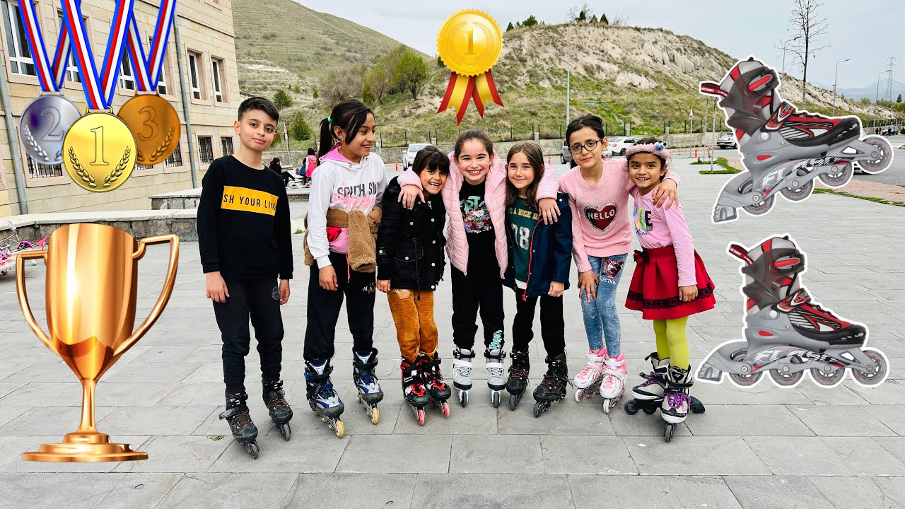 MAHALLEDEKİ BÜTÜN ÇOCUKLAR İLE PATEN YARIŞMASI !! PATEN VLOG !! @DilaKent @DeliMiNe