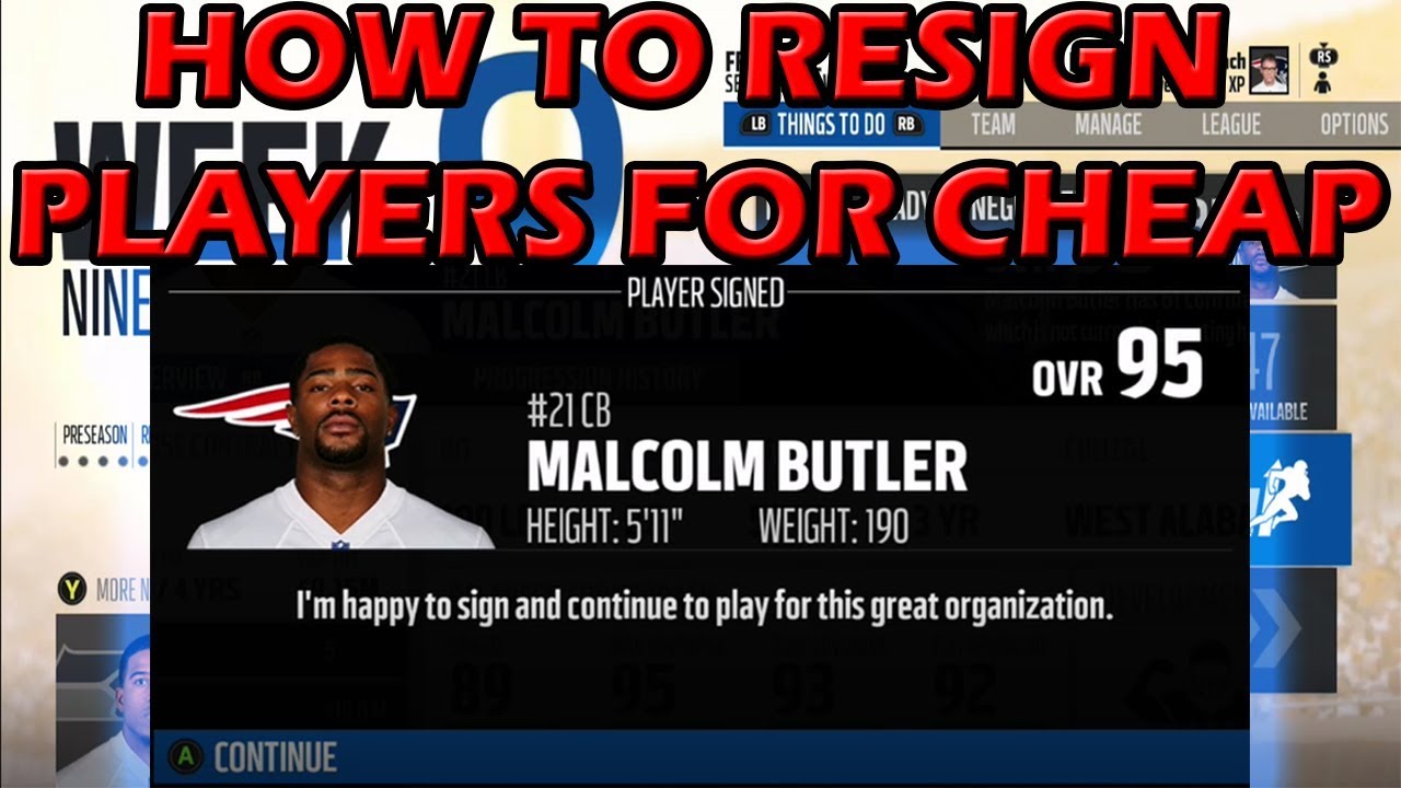 HOW TO RESIGN ANY PLAYER AND SAVE CAP SPACE! MADDEN 18 CONNECTED FRANCHISE TIPS AND TRICKS