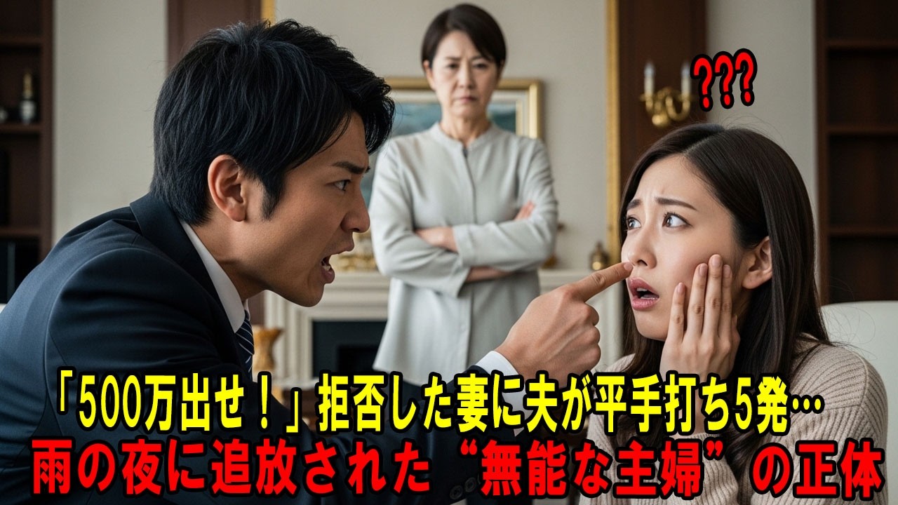 「義姉の息子のプレゼントに大金を出せ！」断ると夫に頬を5発ビンタされ、追い出された妻。冷たく笑いながら渡した『別のプレゼント』の一撃で、崩壊した義実家。