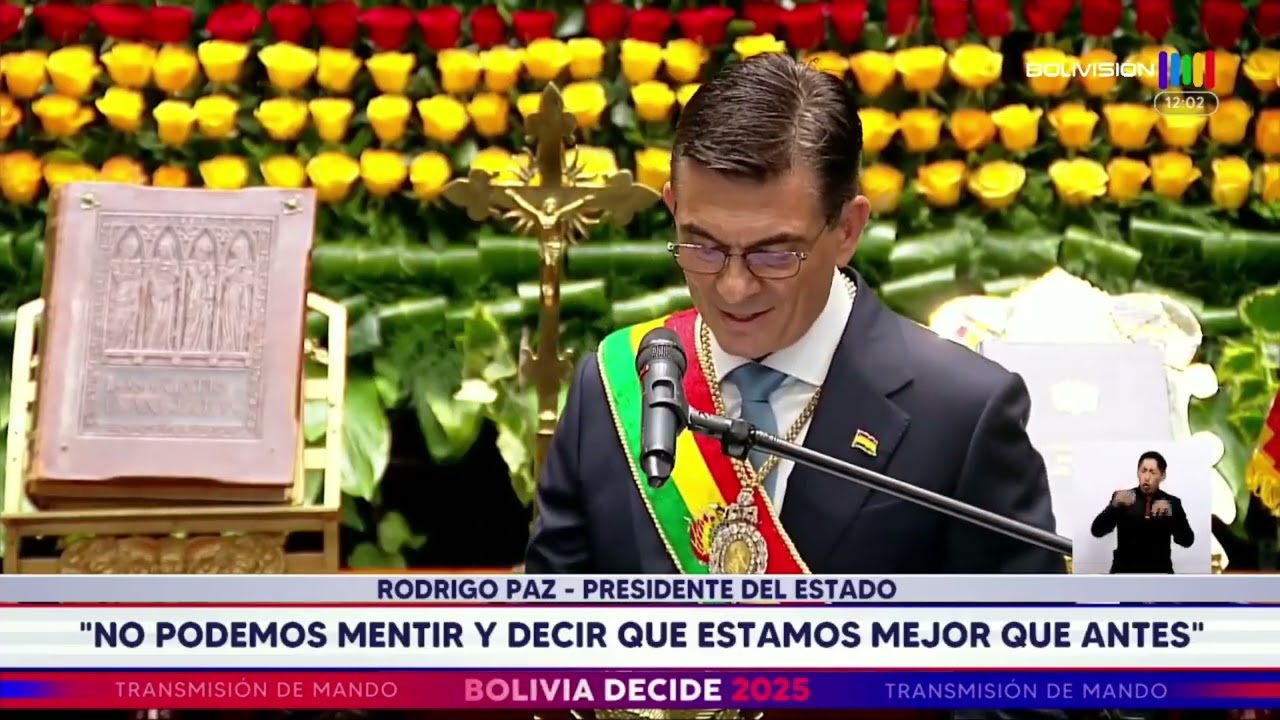 Primer discurso de Rodrigo Paz como presidente de Bolivia
