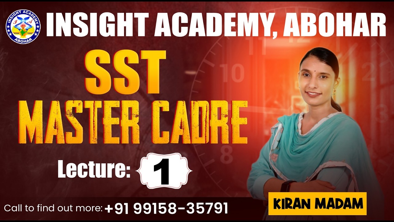 Master Cadre History | MCQ Lecture 1 | Master Cadre SST Lecture | Insight Academy Abohar