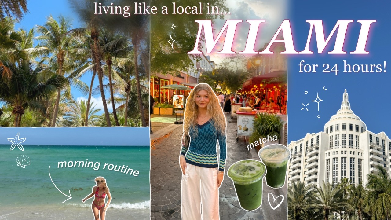 LIVING LIKE A LOCAL in MIAMI for 24 hours! ☀️ slow spring mornings, beach day & cute cafes!