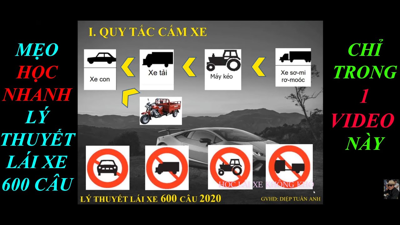 HỌC MẸO CẤP TỐC LÝ THUYẾT LÁI XE 600 CÂU CHỈ VỚI 1 VIDEO
