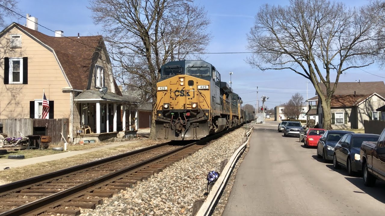 Train Passing Through Crowded Neighborhood!  Steel Slabs Train With DPU, Troy Ohio Trains On CSX!