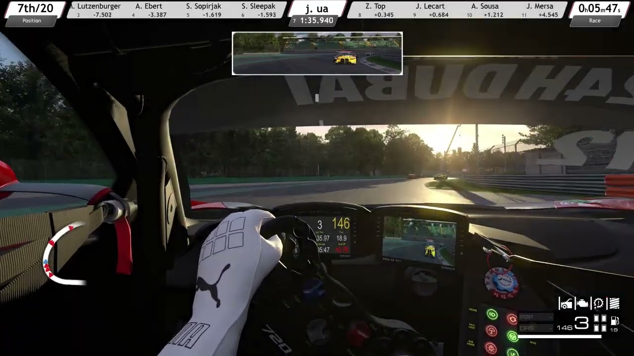 Porsche or McLaren - I choose what to modify. RaceRoom Racing (Monza) daily race on McLaren 720S GT3