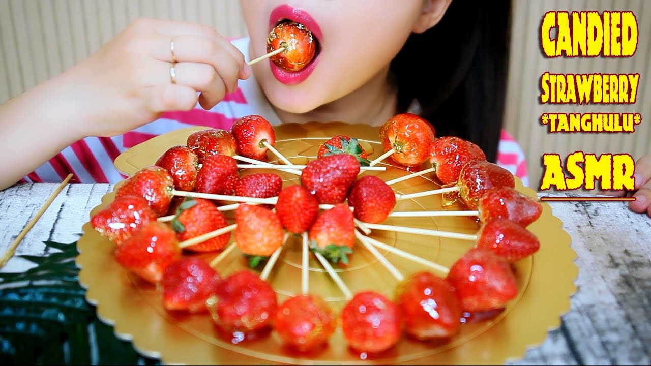 ASMR Candied Strawberry,Tanghulu(CRUNCHY) , Eating sound|LINH-ASMR