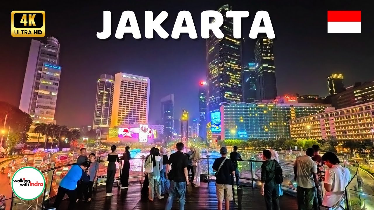 Walking in Jakarta at Night - Jakarta's Most Vibrant Downtown Walk 4K