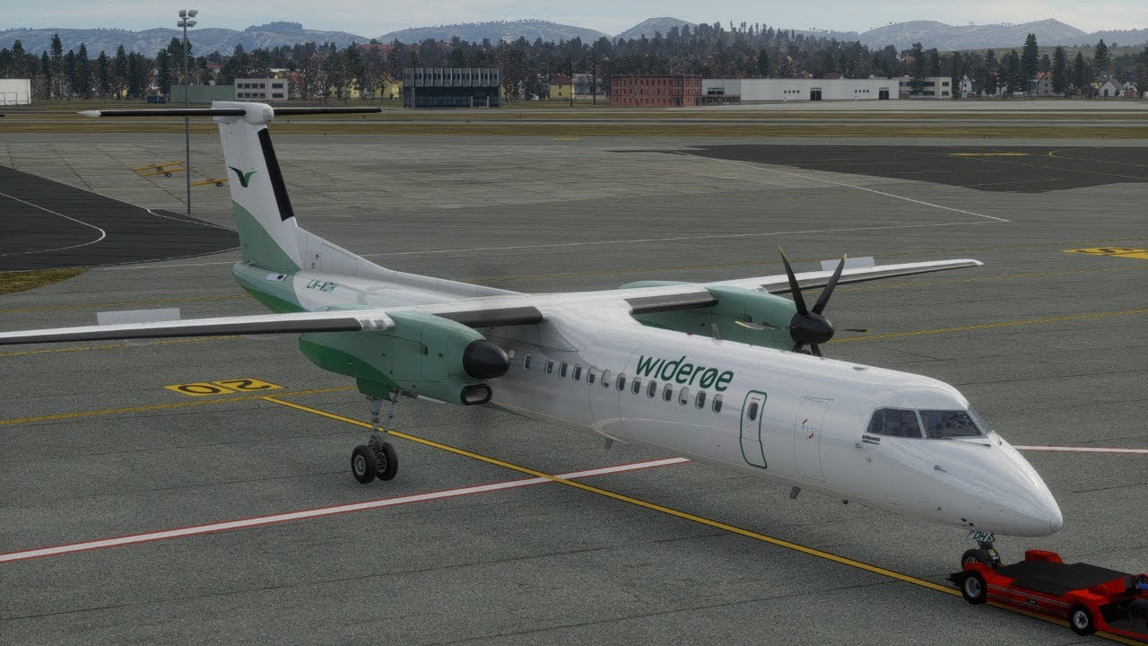 Flying Widerøe Dash 8-400 Q4XP. in Norway X-Plane 12