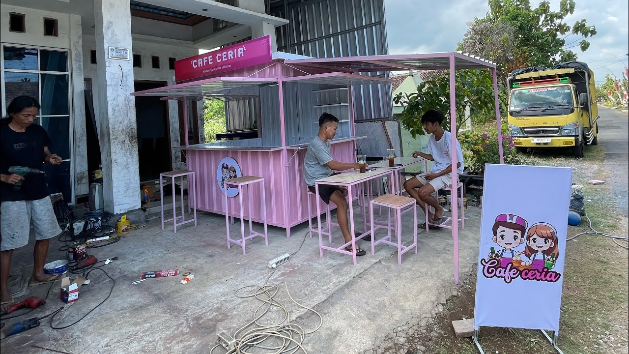 container cafe minimalis,praktis,ekonomis orderan dari konsumen bali #both #cafe #umkm 