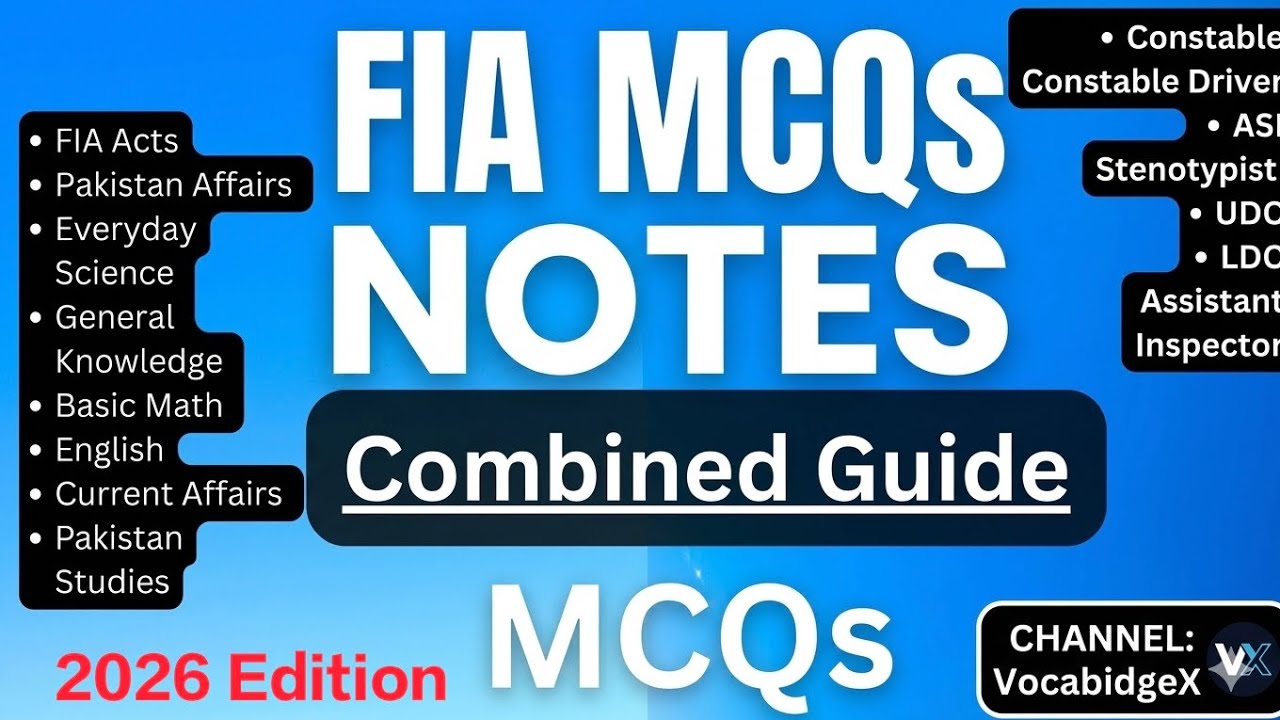 FIA Jobs 2026 | Mcqs Combined Guide According to Syllabus | FIA Test Preparation FIA Acts Past Paper