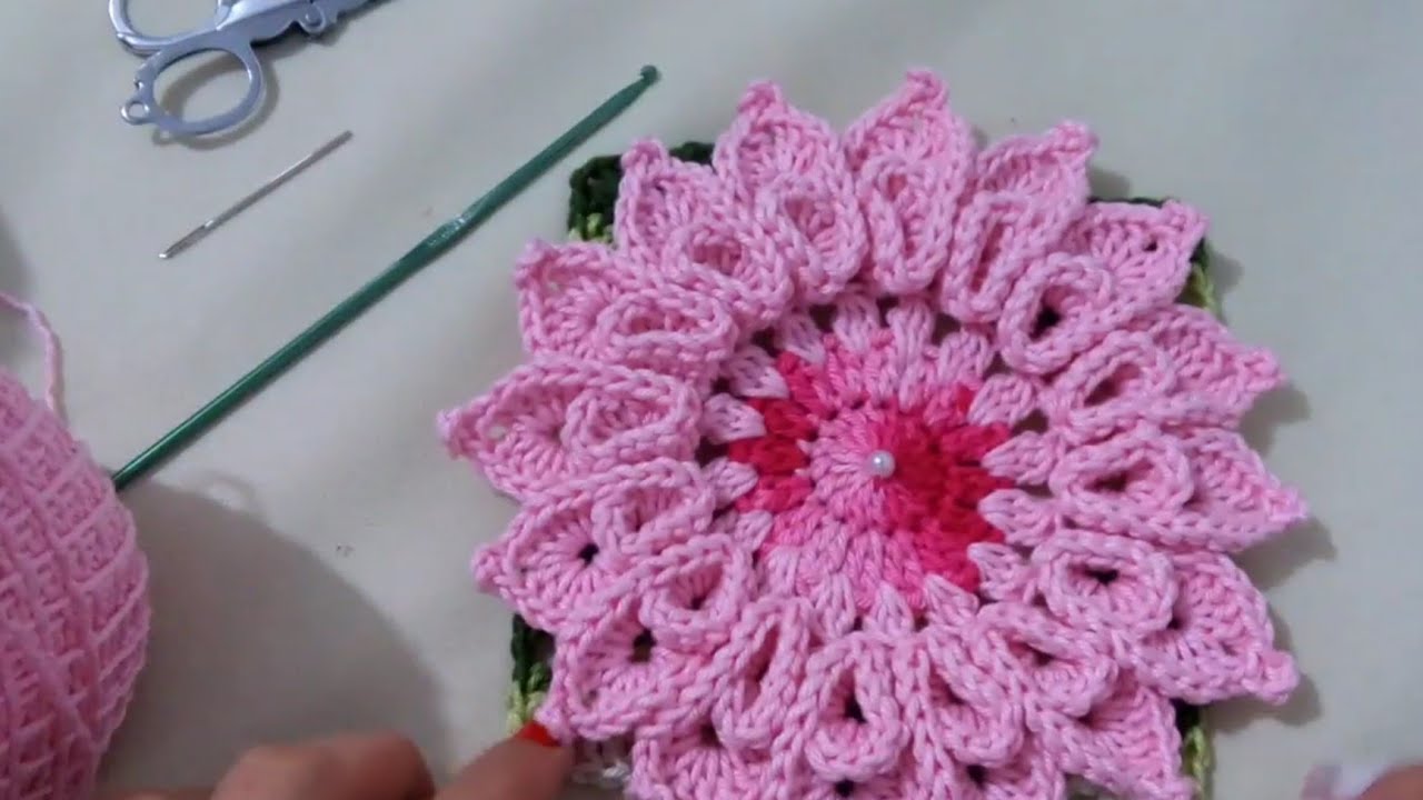 Passo a Passo - Mega Flor em Crochê Dália 16 pétalas