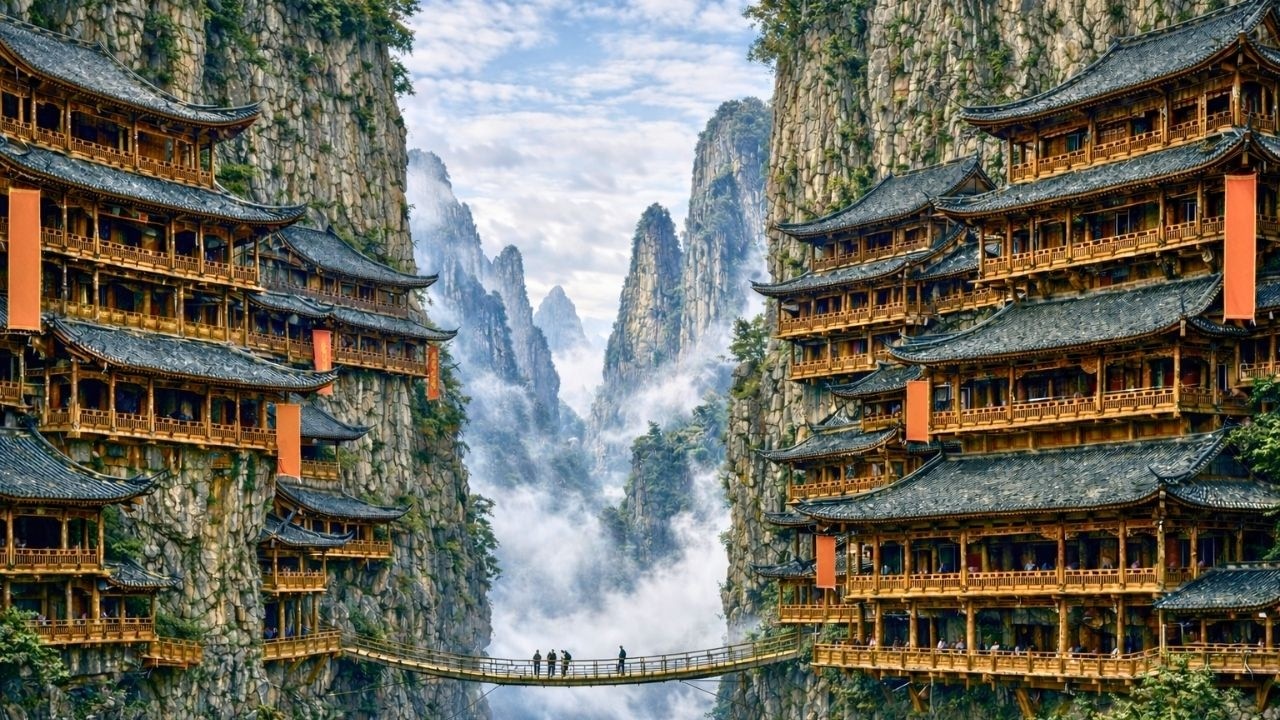 China’s Mountain Mysteries:  Stunning Temples Carved Into the Cliffs You Won't Believe Exist