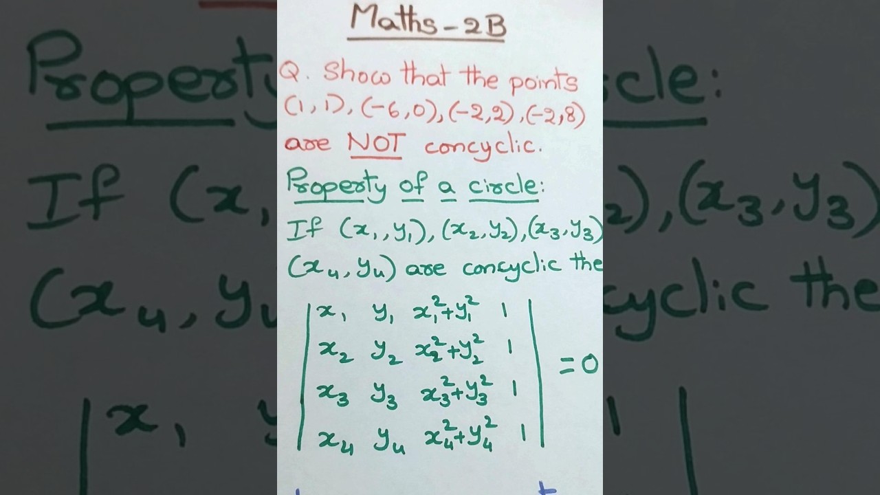 Show that the points are NOT concyclic | Sr.Inter|Maths 2B