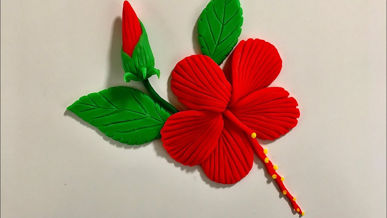 ❤️ Clay with me- how to make easy hibiscus flower | model craft tutorial. easy DIY
