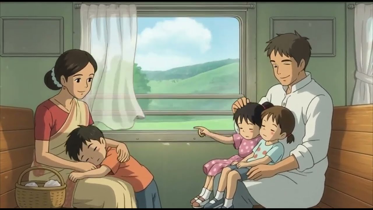 A Journey With Family| Indian family in train 🚆 |#calmvibes #animation #ghiblistyle #anime #ghibli 