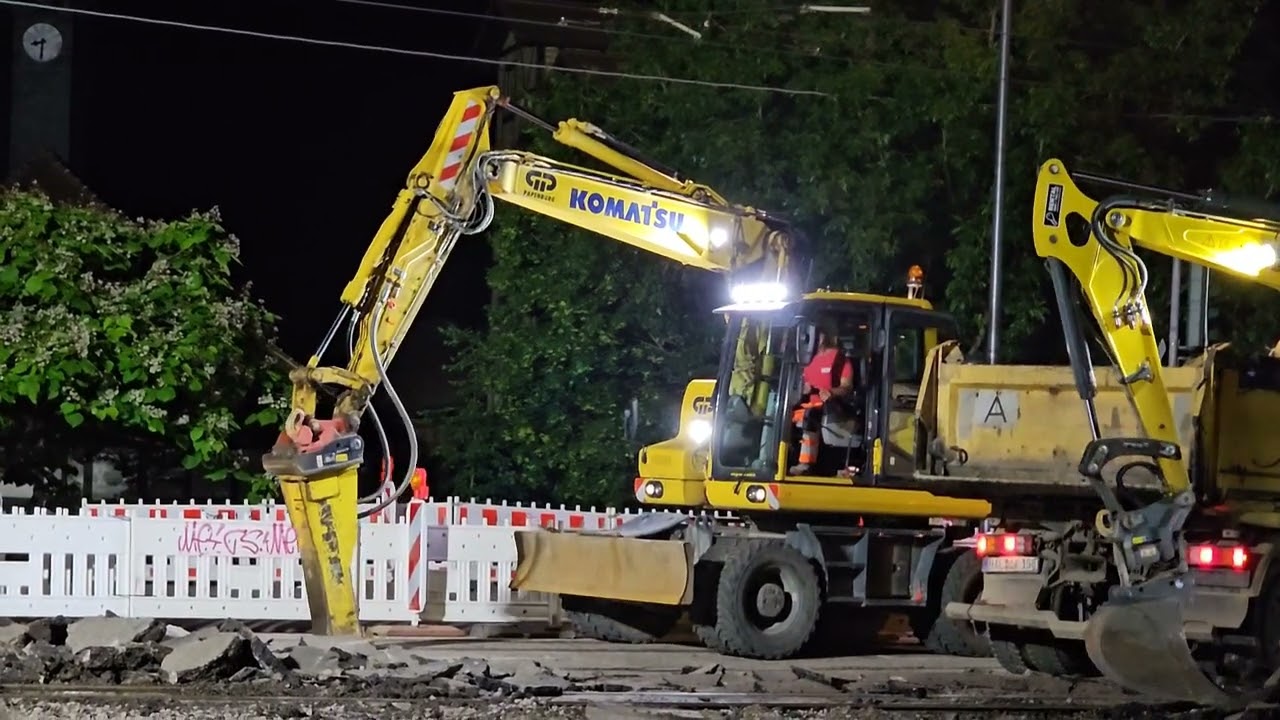Nächtliche Bauarbeiten in der Mansfelder Straße in Halle