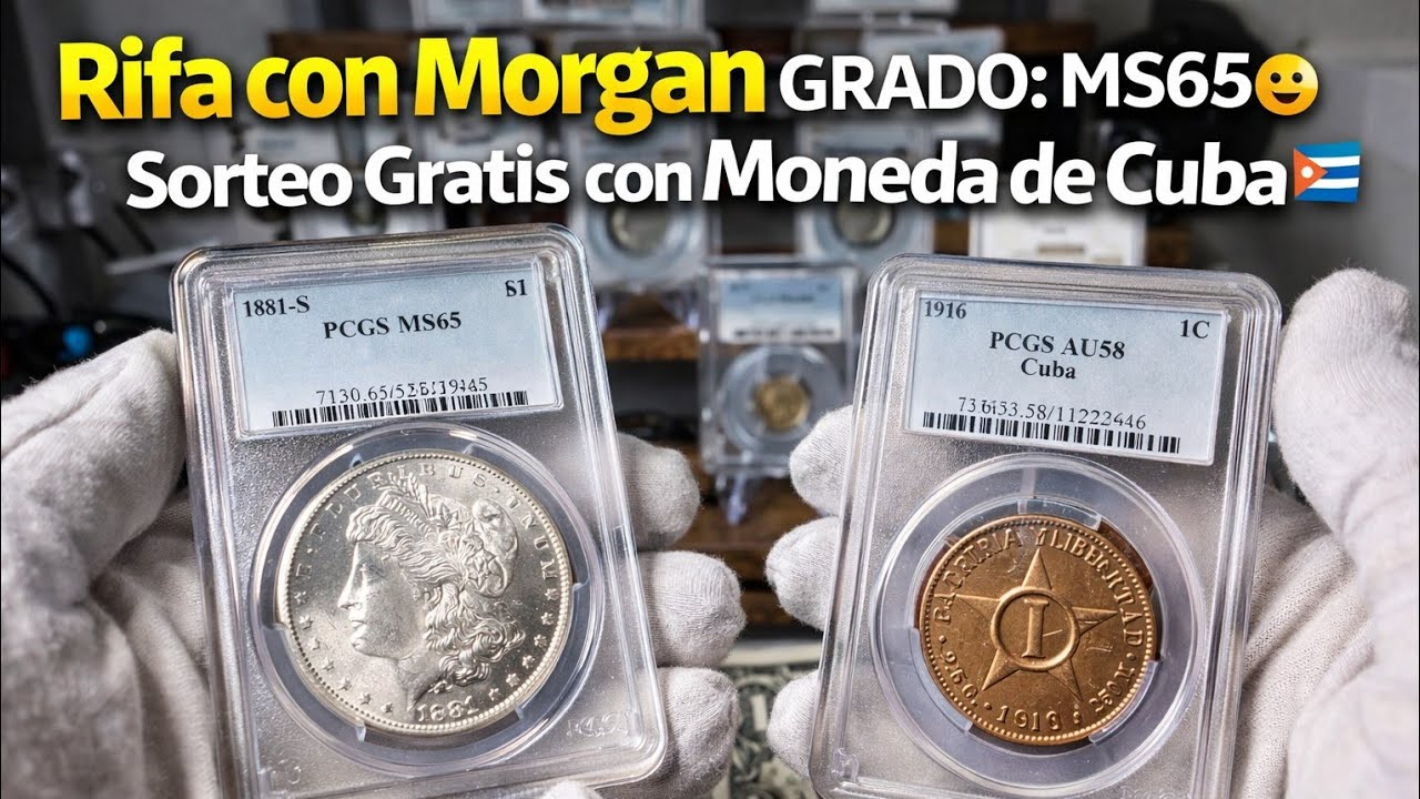 Sorteo Gratis🎁 Monedas de Plata para Coleccionistas, Morgan en Rifa Grado:65