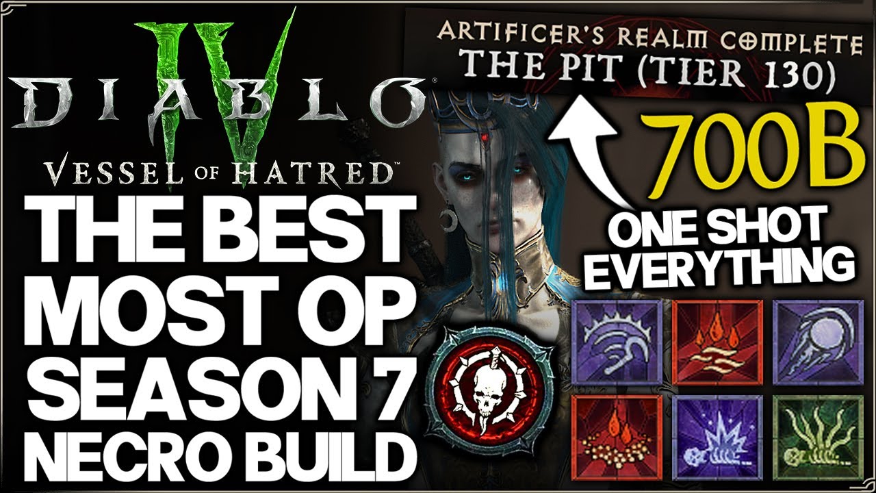 Diablo 4 - New Best Meta TRILLION DAMAGE Necromancer Build - Season 7 Broken OP Blood Wave Guide!