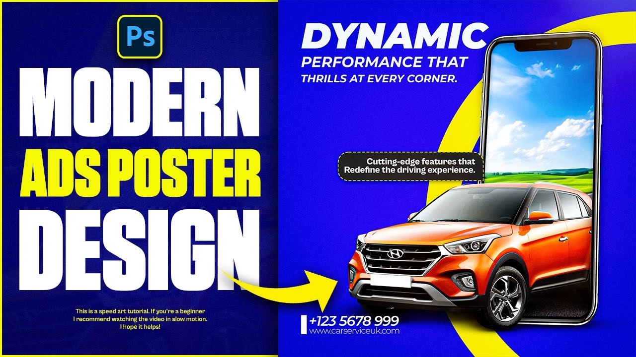 Modern Car Poster Design in Photoshop l Free Assets l Photoshop Tutorial