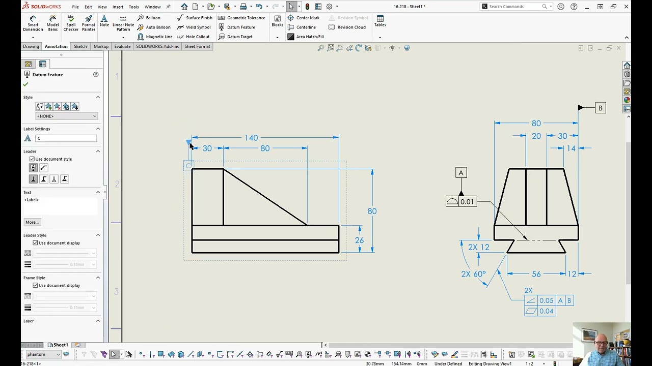Adding GD&T information to SolidWorks 2023 Drawings