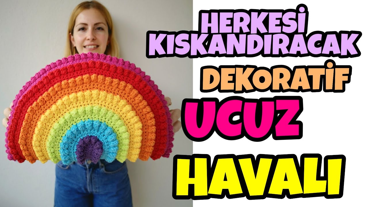 HERKES BAYILDI | GÖKKUŞAĞI YASTIK YAPIMI | How To Make Crochet Rainbow Pillow