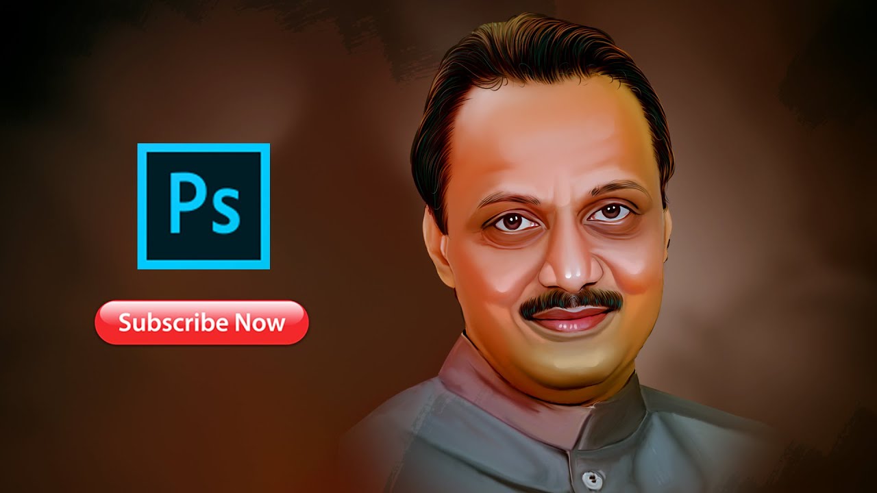 Ajit Pawar Digital Painting In Photoshop Tutorial | Adobe Photoshop